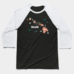 Hawaii Illustrated Map Baseball T-Shirt